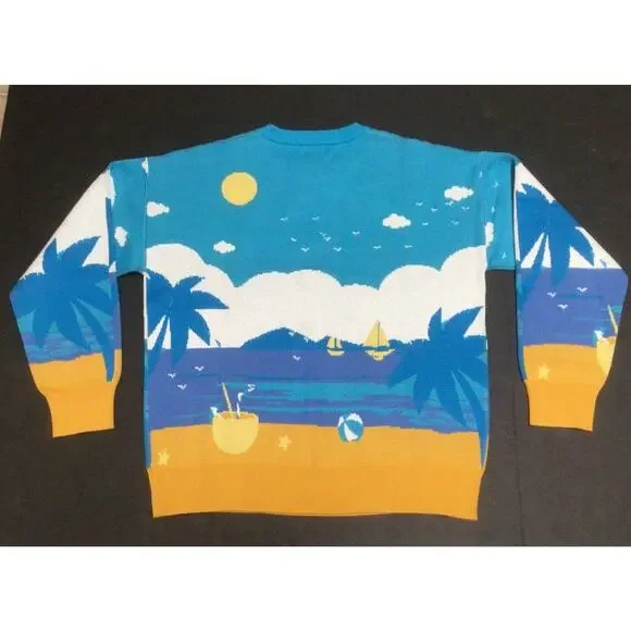 SINAR Men's Casual 100% Cotton Knit Sweater Beach Crew Neck Knitwear Med NWT